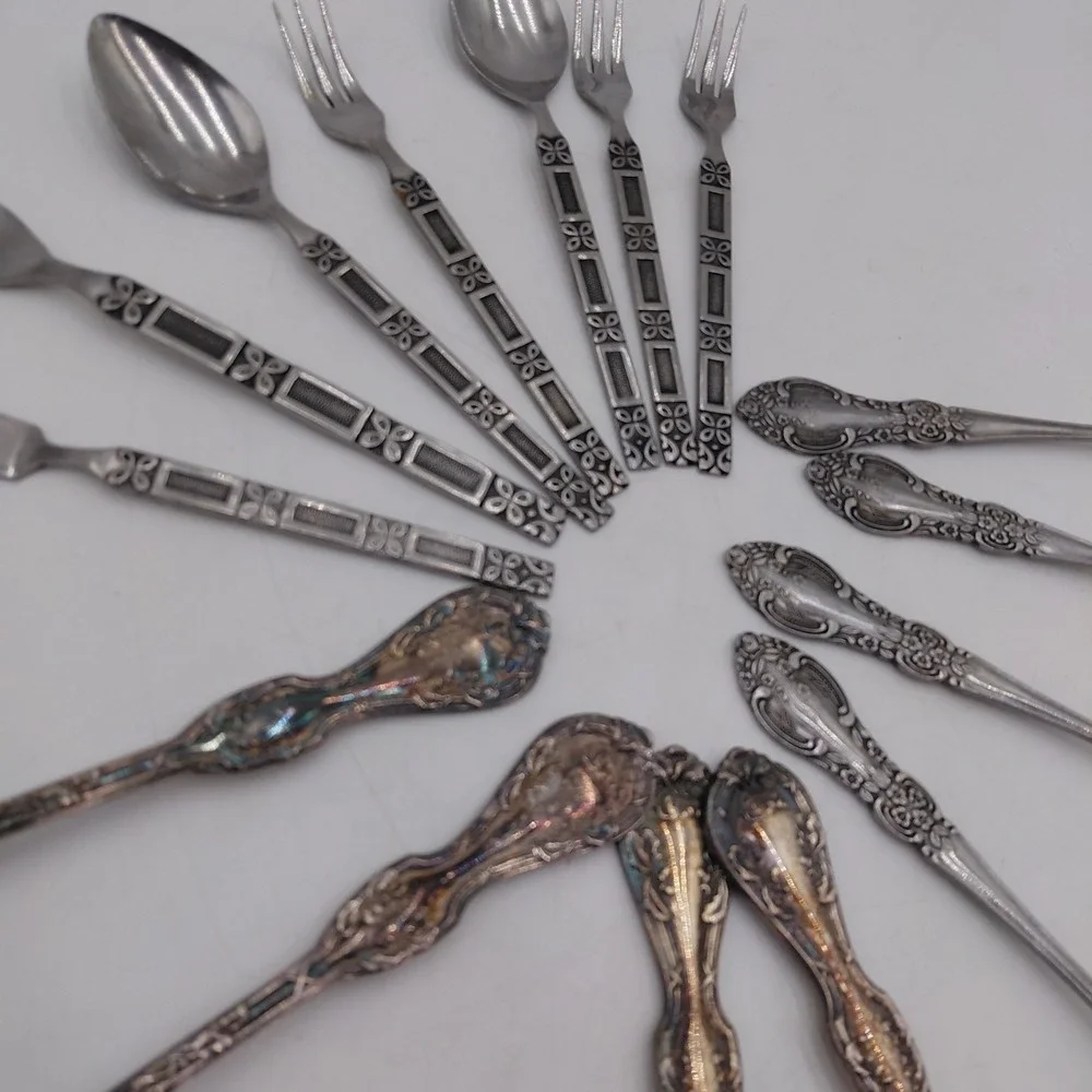 Vtg Flatware Mixed Lot 15 Ornate Fancy Patterns Silverware Jewelry Art Geometric